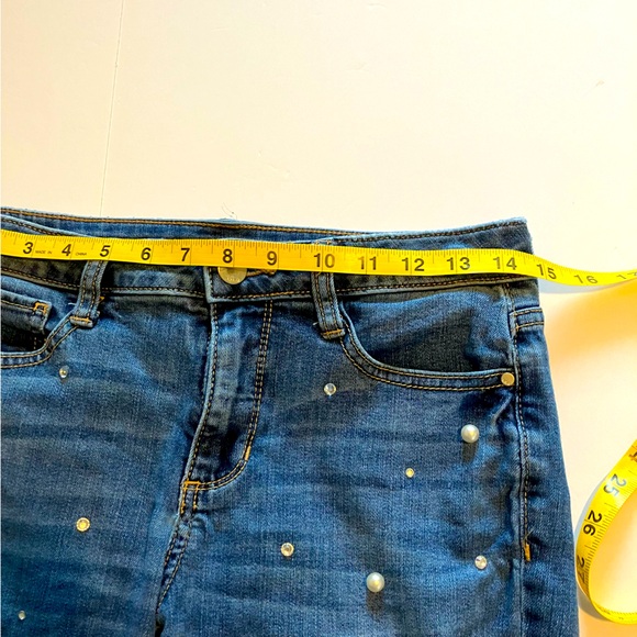 059.A.N.A. Pearl & Rhinestone Denim Blue Jeans - Picture 4 of 6